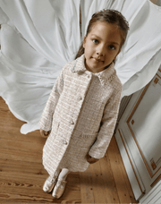 Patachou Girls Elegant Golden Sparkle Tweed Coat | HONEYPIEKIDS 