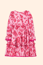 Patachou Girls Fuchsia Floral Print L/S Dress | HONEYPIEKIDS 