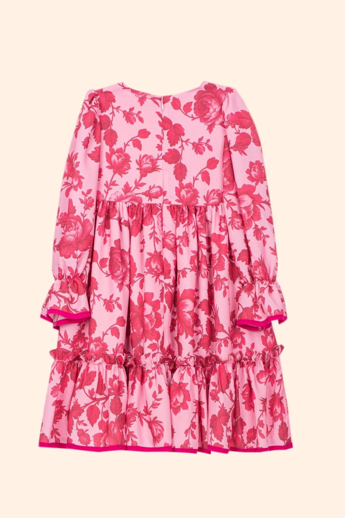 Patachou Girls Fuchsia Floral Print L/S Dress | HONEYPIEKIDS 