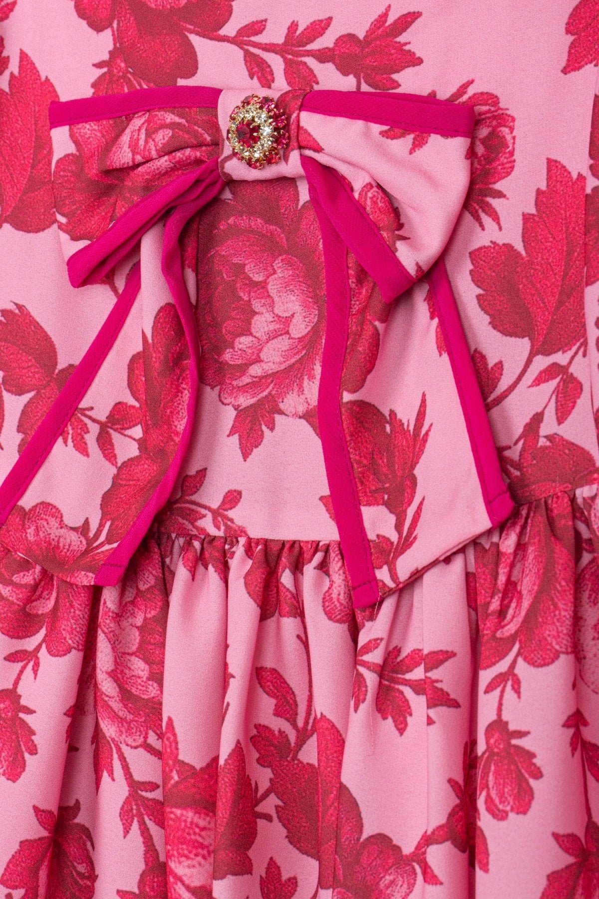 Patachou Girls Fuchsia Floral Print L/S Dress | HONEYPIEKIDS 