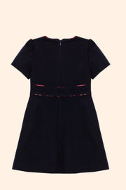 Patachou Girls Navy Blue Dress With Tartan Detail | HONEYPIEKIDS 