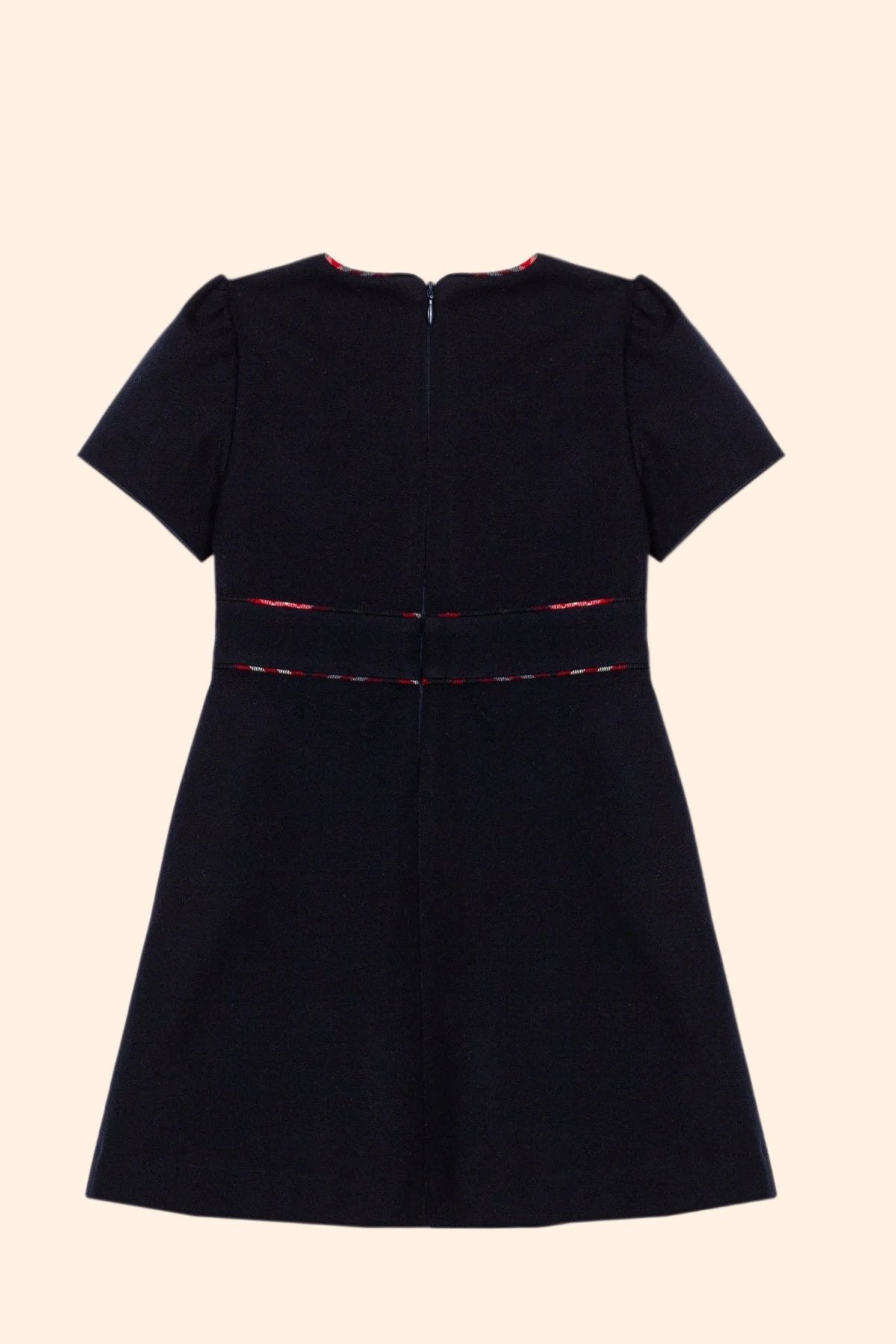 Patachou Girls Navy Blue Dress With Tartan Detail | HONEYPIEKIDS 