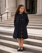 Patachou Girls Navy Blue Long Woven Dress Coat | HONEYPIEKIDS 