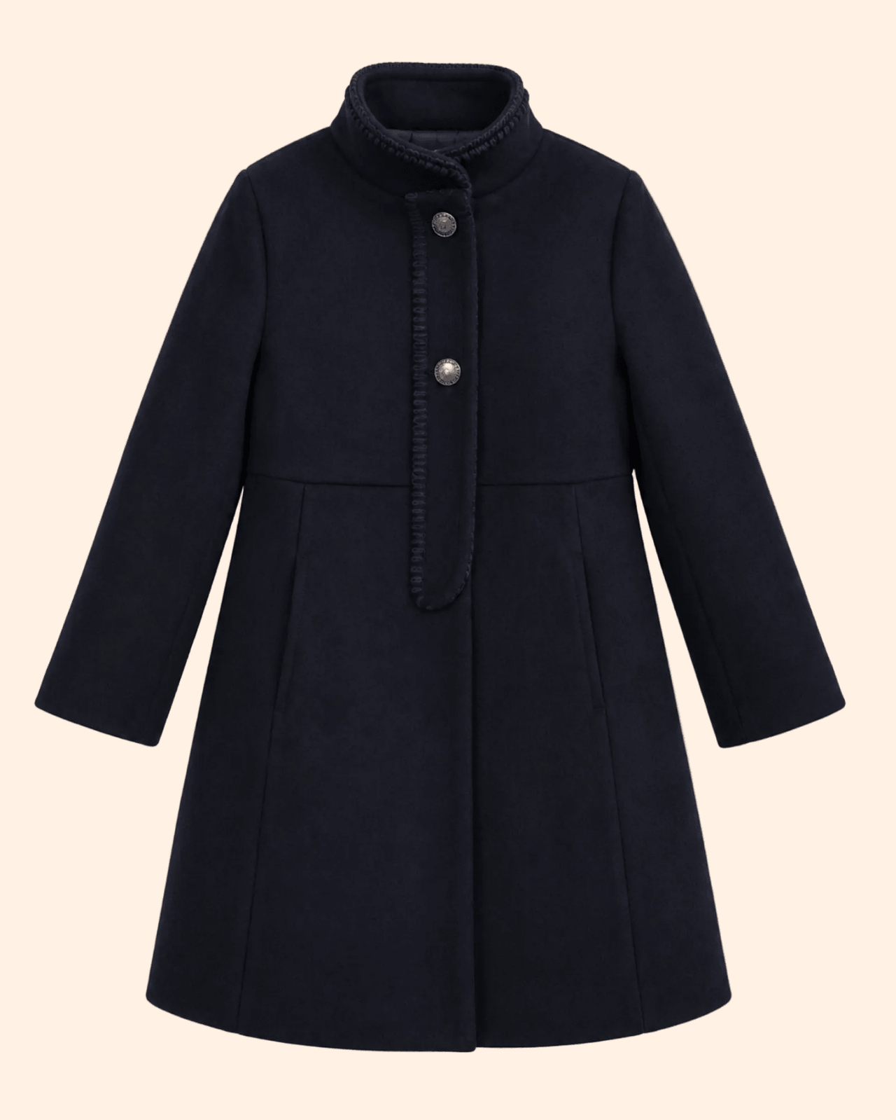 Patachou Girls Navy Blue Long Woven Dress Coat | HONEYPIEKIDS 