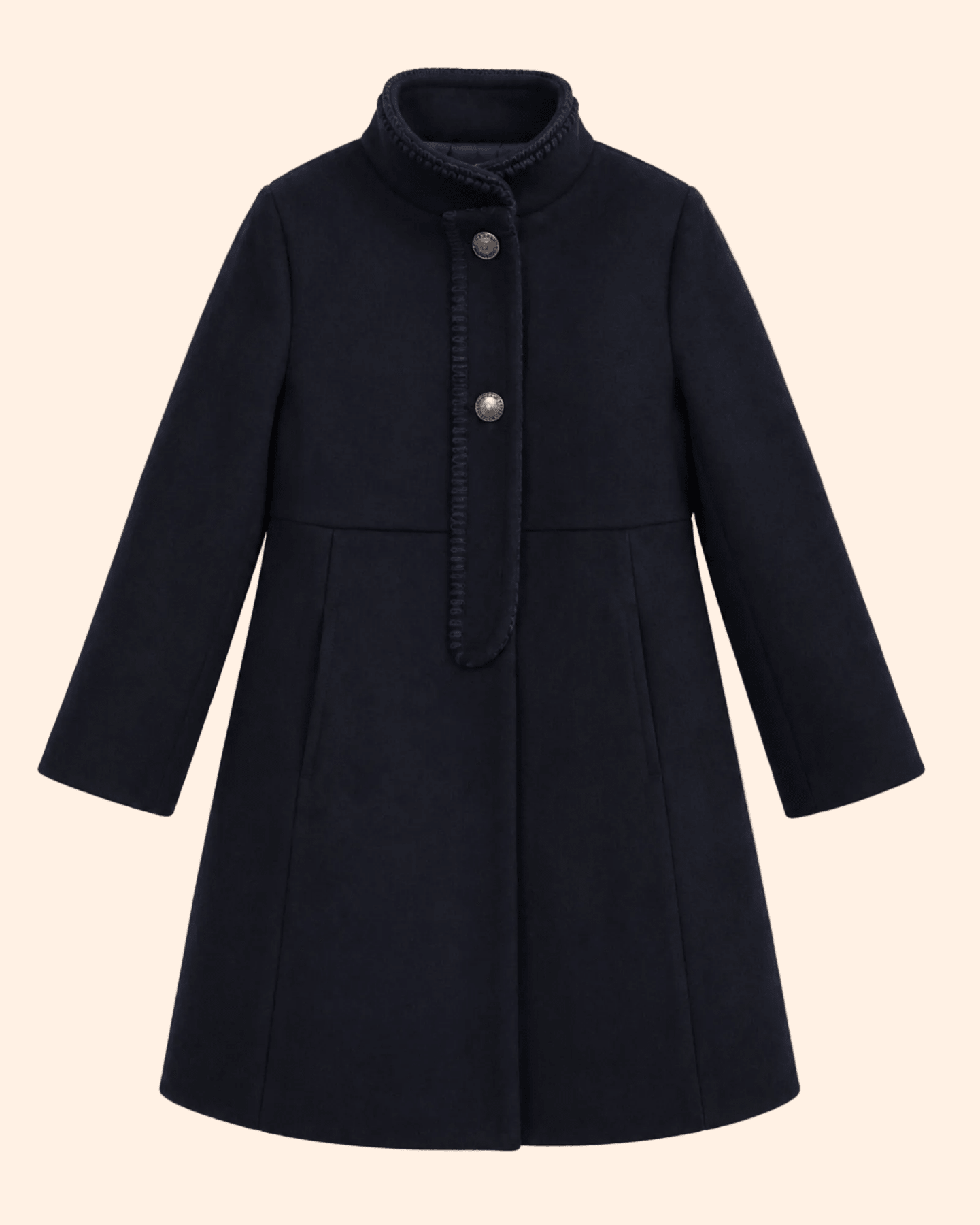 Patachou Girls Navy Blue Long Woven Dress Coat | HONEYPIEKIDS 