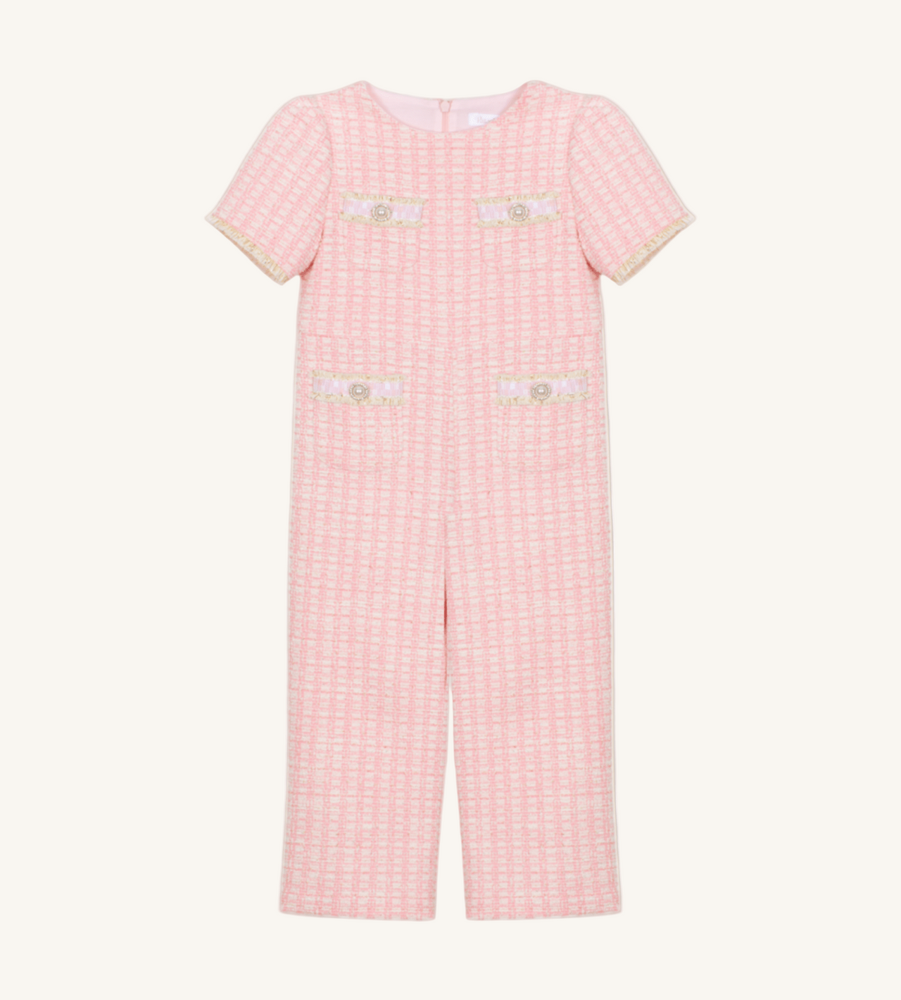 Patachou Girls Pink Tweed Jumpsuit | HONEYPIEKIDS 