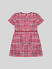 Patachou Girls Red Tweed Velvet Bow Dress | HONEYPIEKIDS 