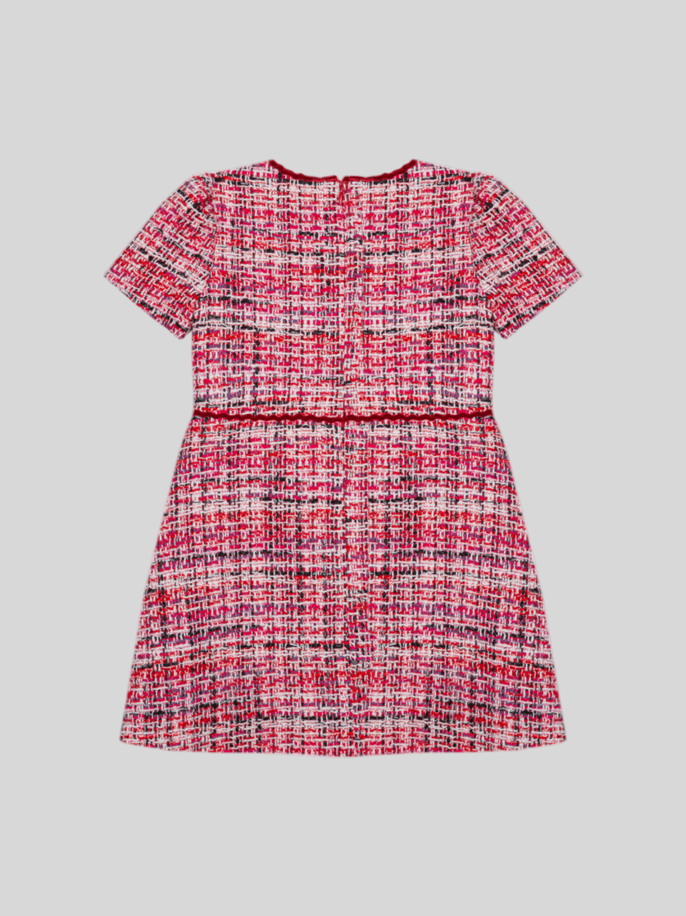 Patachou Girls Red Tweed Velvet Bow Dress | HONEYPIEKIDS 