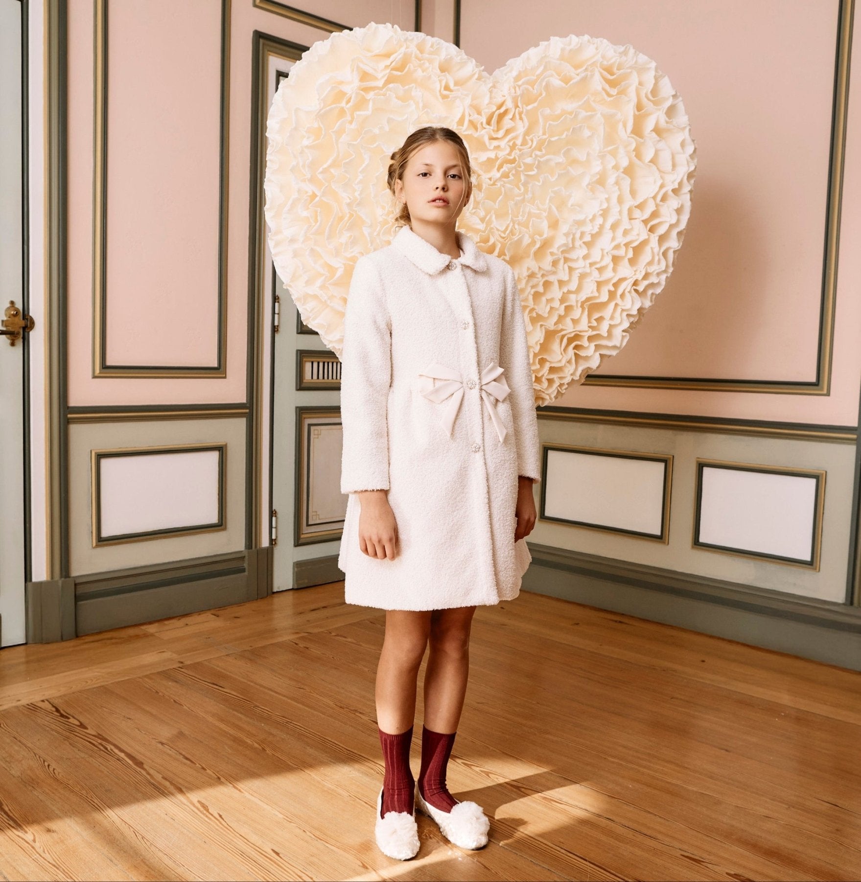 Patachou Girls Sparkly Cream Tweed Coat | HONEYPIEKIDS.COM