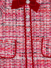 Patachou Infant Red Tweed and Velvet Bow Dress - Baby and Toddler | HONEYPIEKIDS 