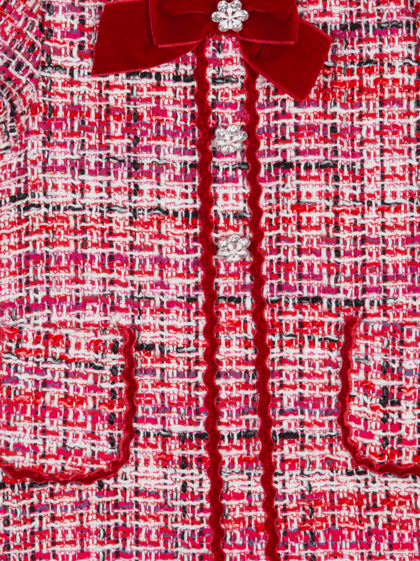 Patachou Infant Red Tweed and Velvet Bow Dress - Baby and Toddler | HONEYPIEKIDS 