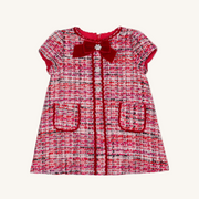 Patachou Infant Red Tweed and Velvet Bow Dress - Baby and Toddler | HONEYPIEKIDS 