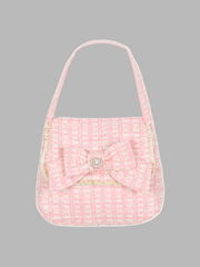 Patachou Pink Tweed Shoulder Bag With Gold Fringe | HONEYPIEKIDS 