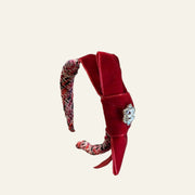 Patachou Red Tweed and Velvet Bow Headband | HONEYPIEKIDS 