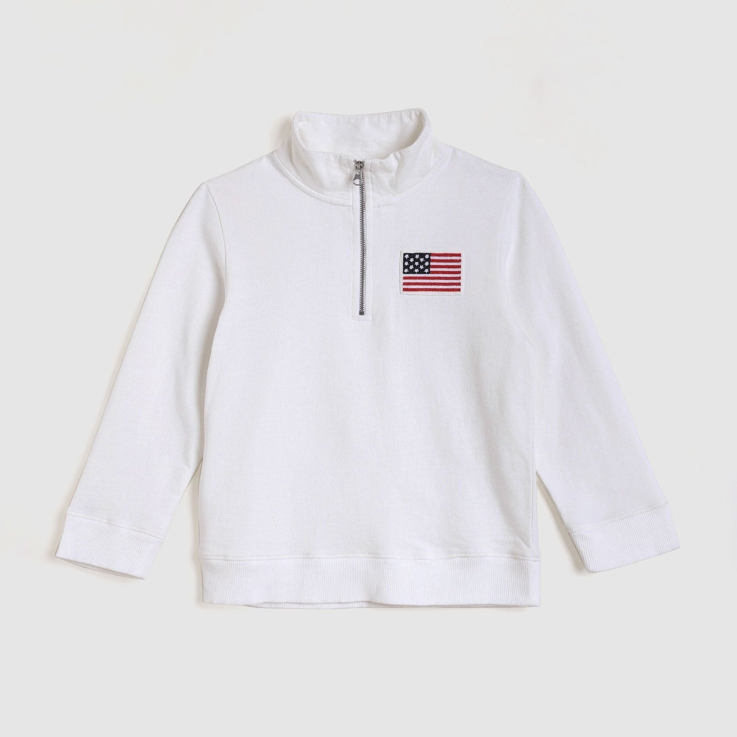 Pedal Boys Americana Quarter Zip Sweater - White |  HONEYPIEKIDS