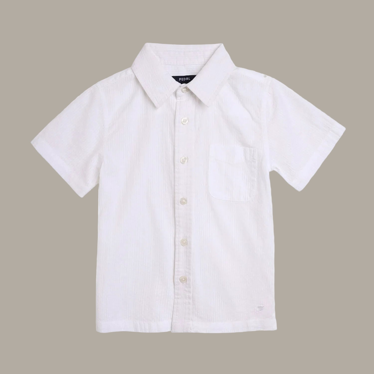 Pedal Boys Seersucker S/S Shirt  - White | HONEYPIEKIDS