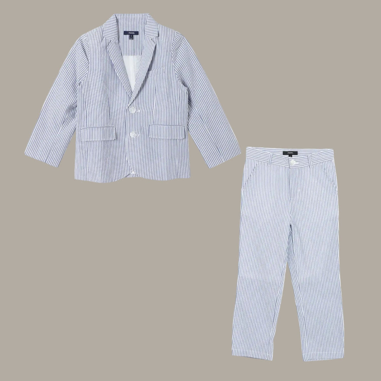 Pedal Boys Seersucker Sportcoat and Pants Set - Blue | HONEYPIEKIDS