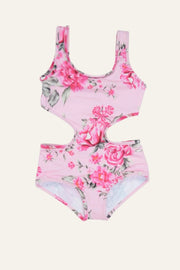 Piccoli Principi TURKS AND CAICOS Cutout Girls Swimsuit - WILD ROSE | HONEYPIEKIDS