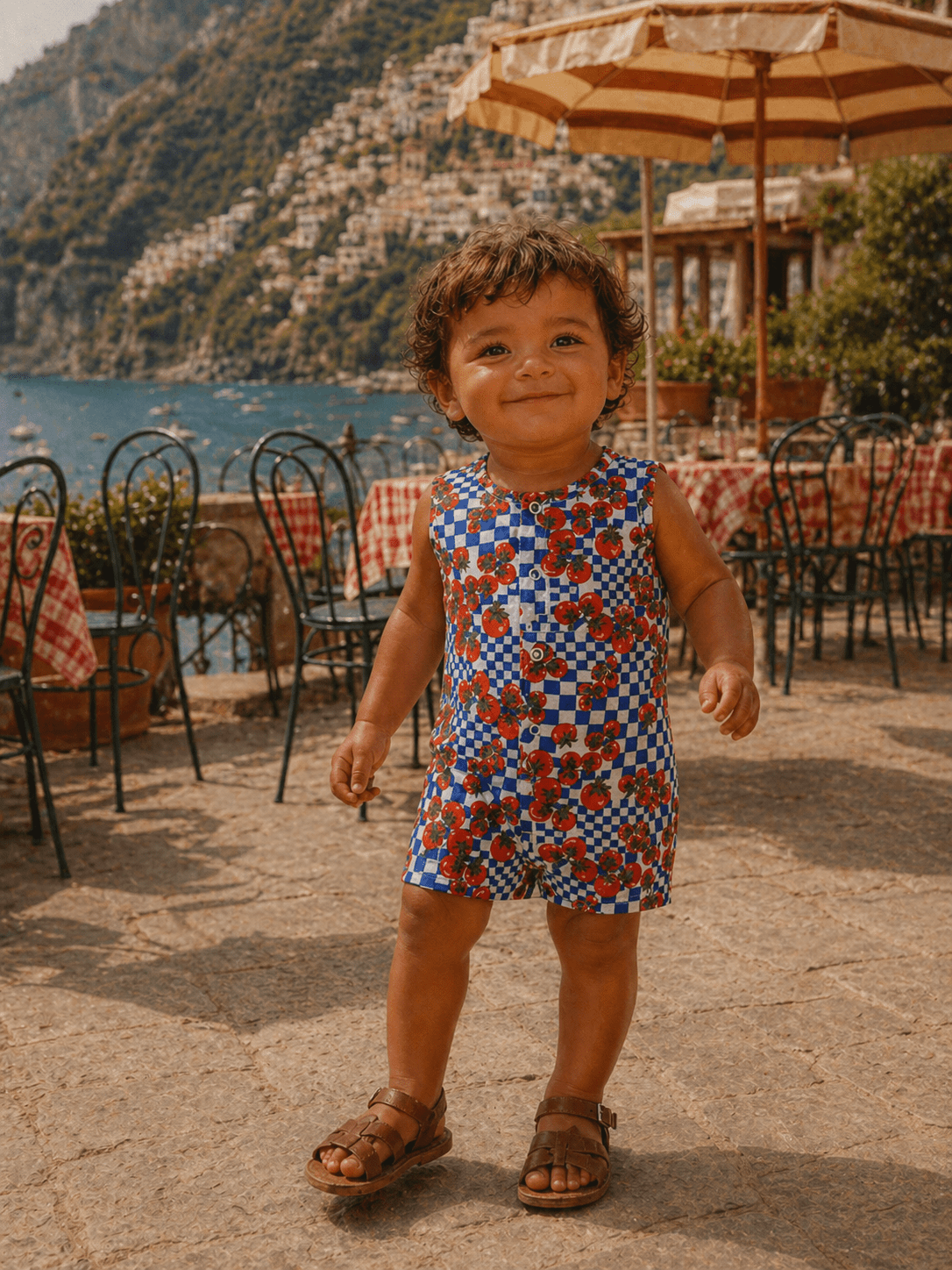 Baby Shortie Outfit - Pomodoro Check | HONEYPIEKIDS