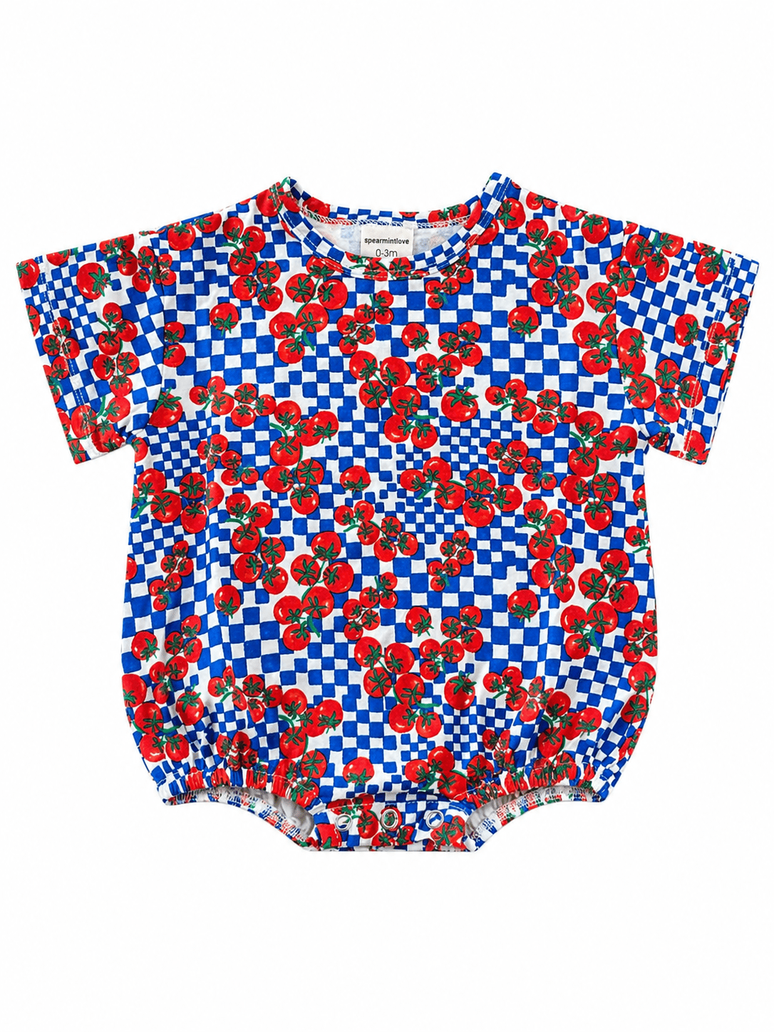 Pomodoro Check Baby T-Shirt Bubble Romper | HONEYPIEKIDS 