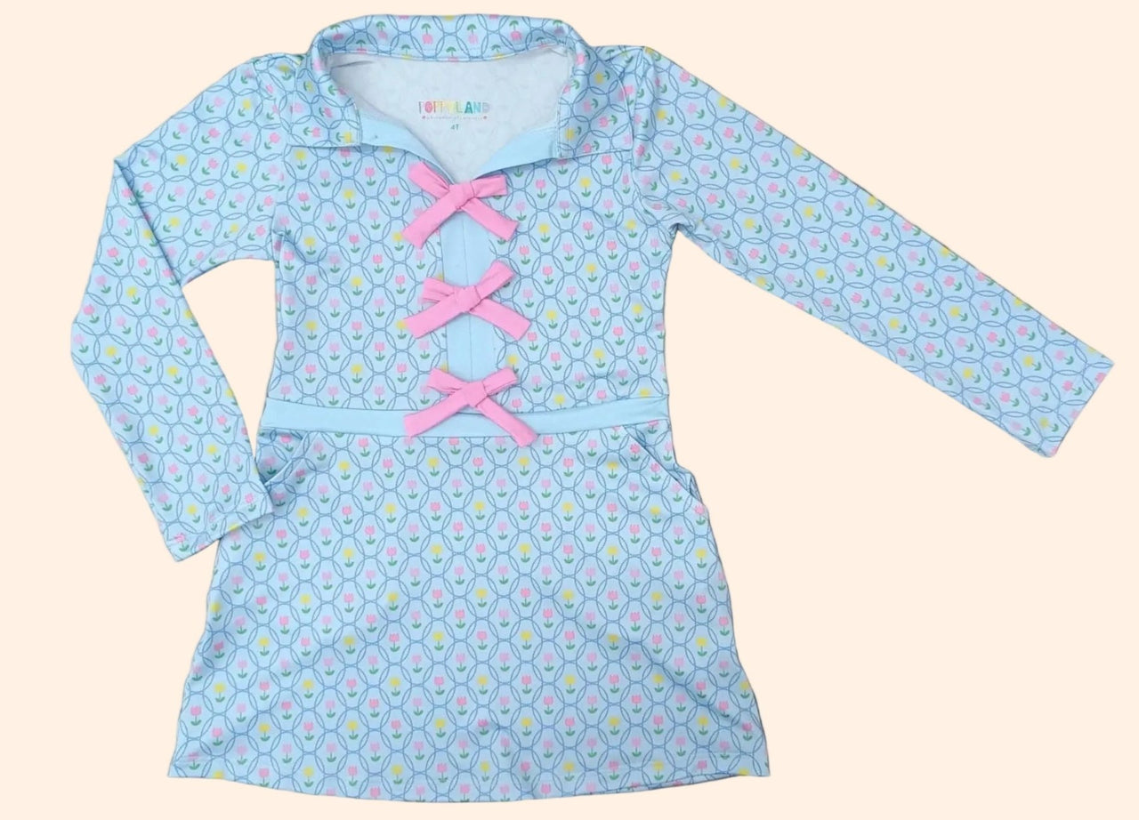 Poppyland Long Sleeve Nelly Dress - Twirly Tulips | HONEYPIEKIDS 