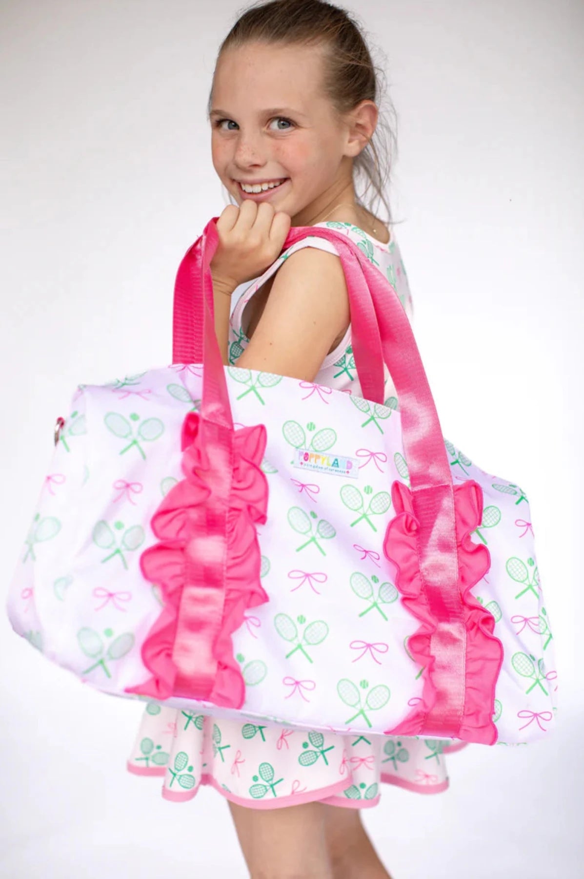 Poppyland Ruffle Duffle Bag - Tennis Love | HONEYPIEKIDS 