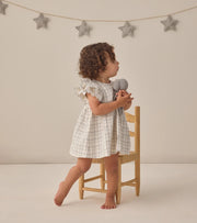 Quincy Mae Baby Girls Alina Dress in Blue Plaid | HONEYPIEKIDS | Made of Organic Cotton