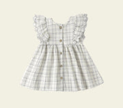 Quincy Mae Baby Girls Alina Dress in Blue Plaid | HONEYPIEKIDS | Made of Organic Cotton
