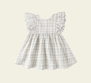 Quincy Mae Baby Girls Alina Dress in Blue Plaid | HONEYPIEKIDS | Made of Organic Cotton