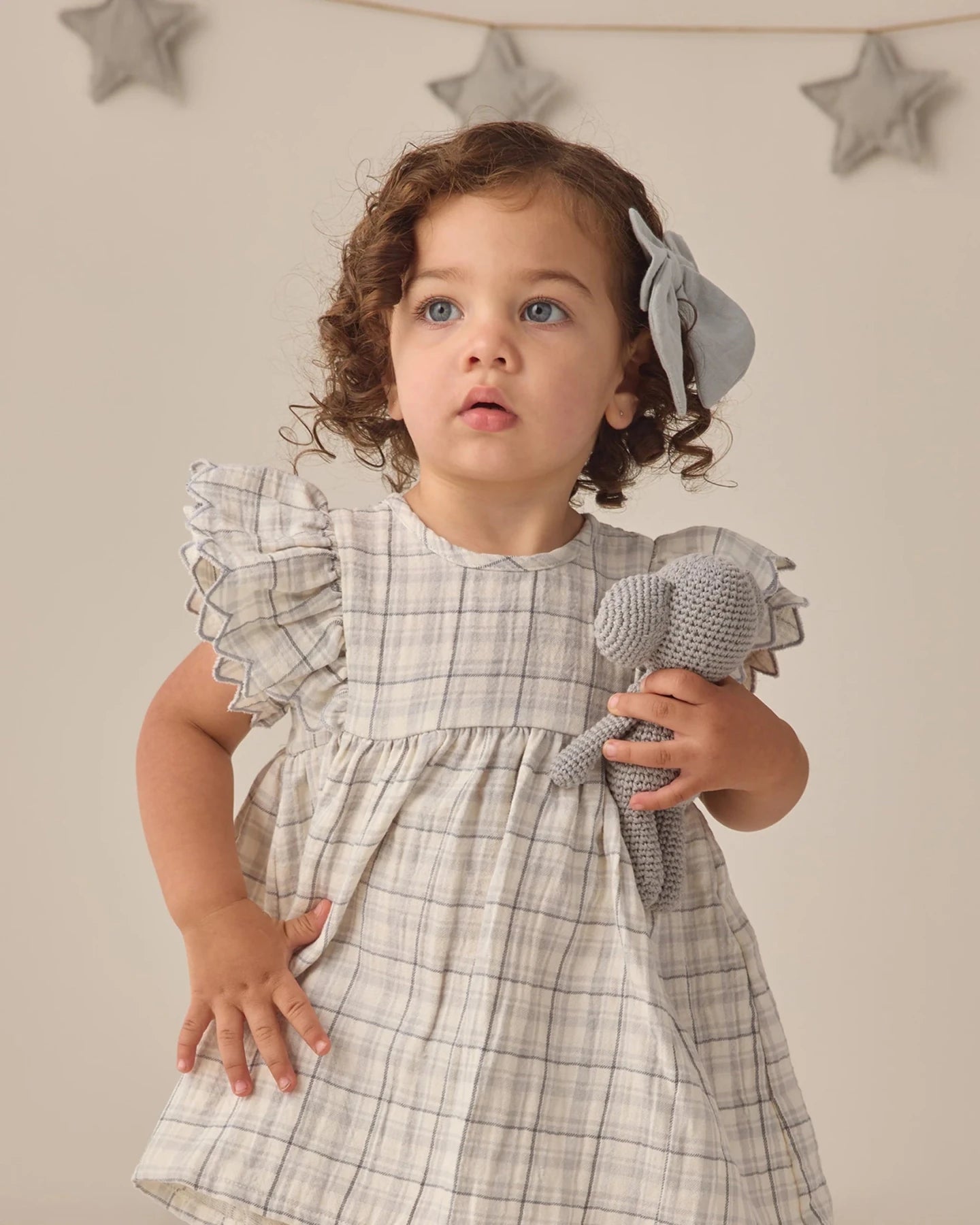 Quincy Mae Baby Girls Alina Dress in Blue Plaid | HONEYPIEKIDS | Made of Organic Cotton
