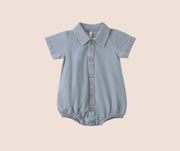 Quincy Mae Baby Boys Matteo Romper - Chambray Denim | HONEYPIEKIDS