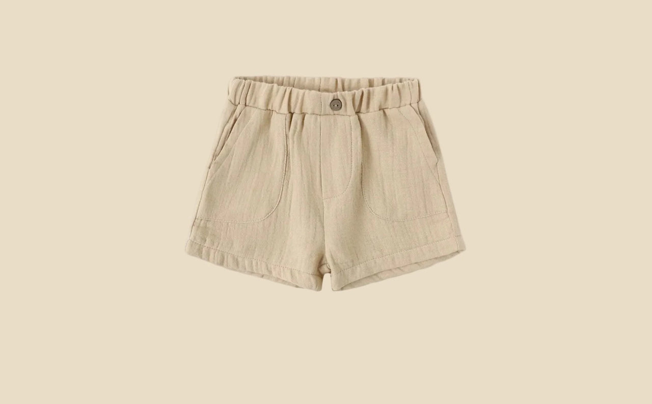 Quincy Mae Boys Utility Shorts- Butterscotch | HONEYPIEKIDS - Organic Baby Clothes