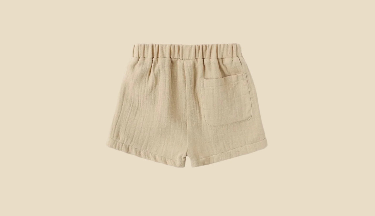 Quincy Mae Boys Utility Shorts- Butterscotch | HONEYPIEKIDS - Organic Baby Clothes