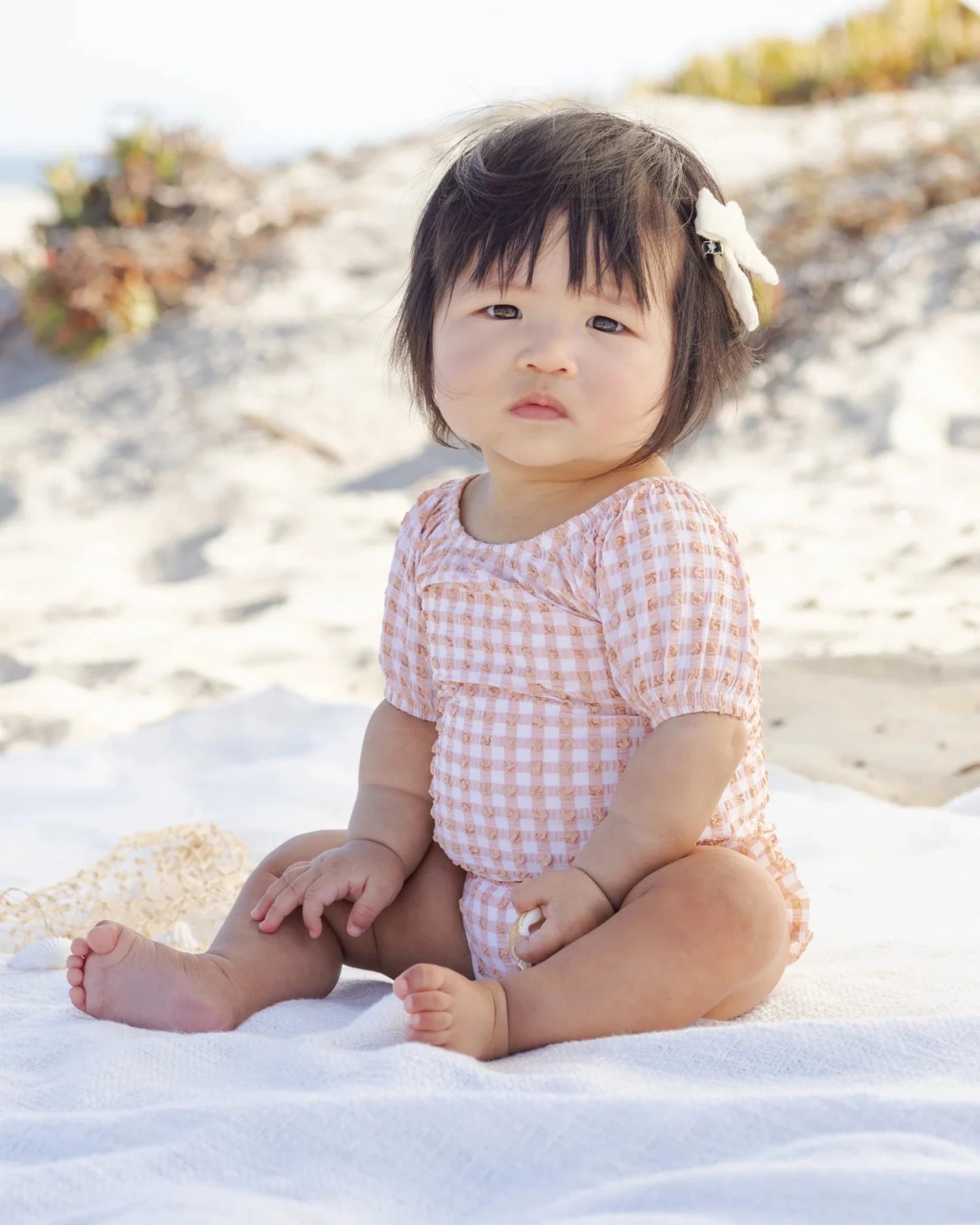 Quincy Mae Baby Catalina One-Piece Swimsuit - Melon Check | HONEYPIEKIDS