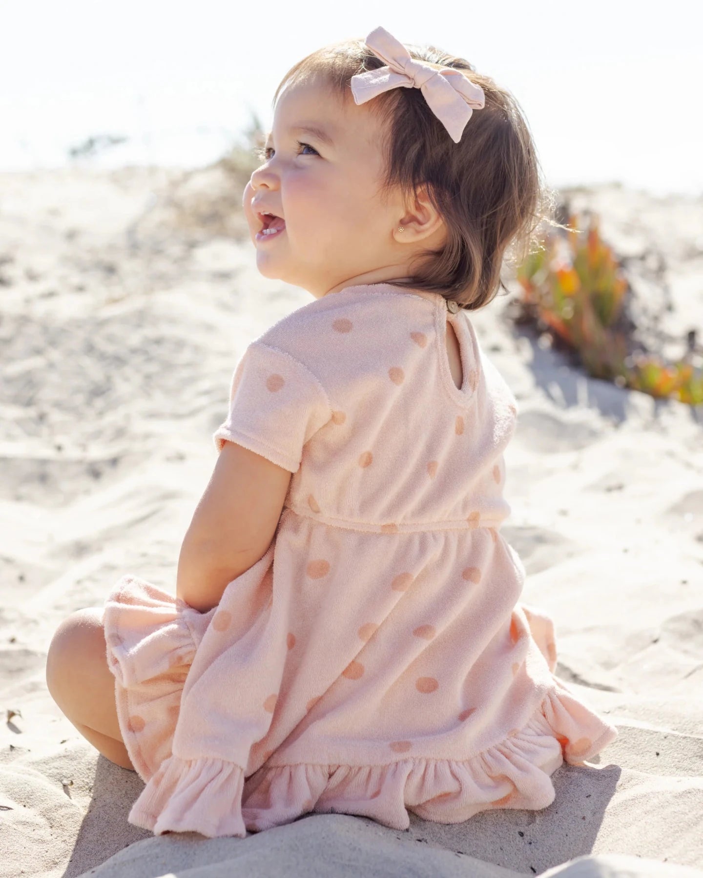 Quincy Mae Baby Girls Terry Dress - Polka Dot Melon | HONEYPIEKIDS