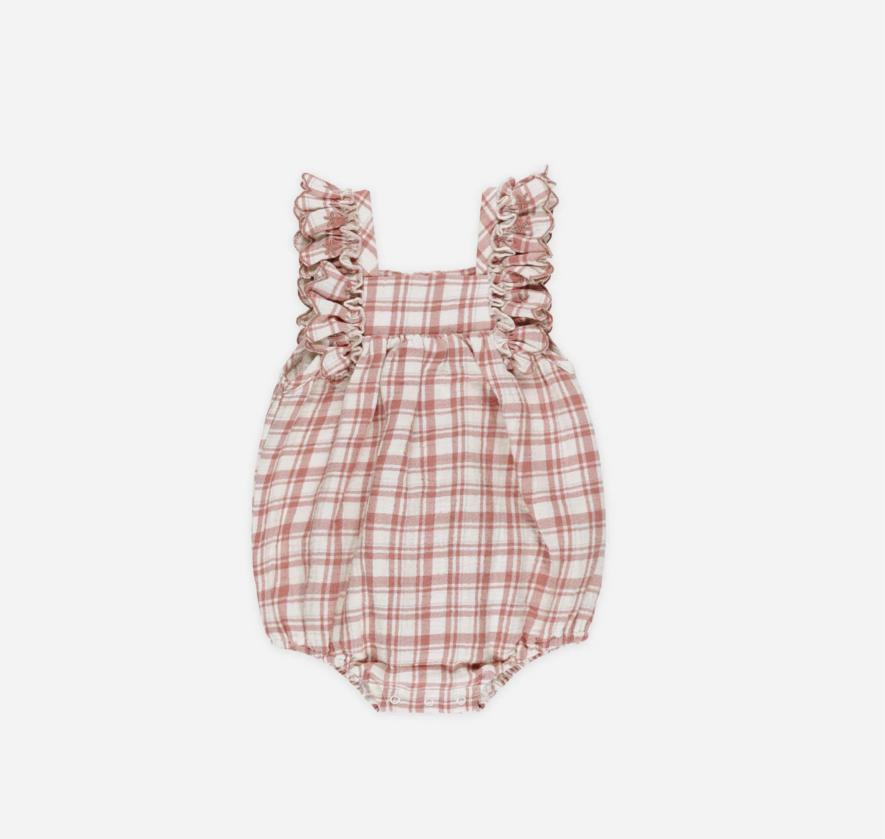 Quincy Mae Baby Maya Romper - Pink Plaid | HONEYPIEKIDS 