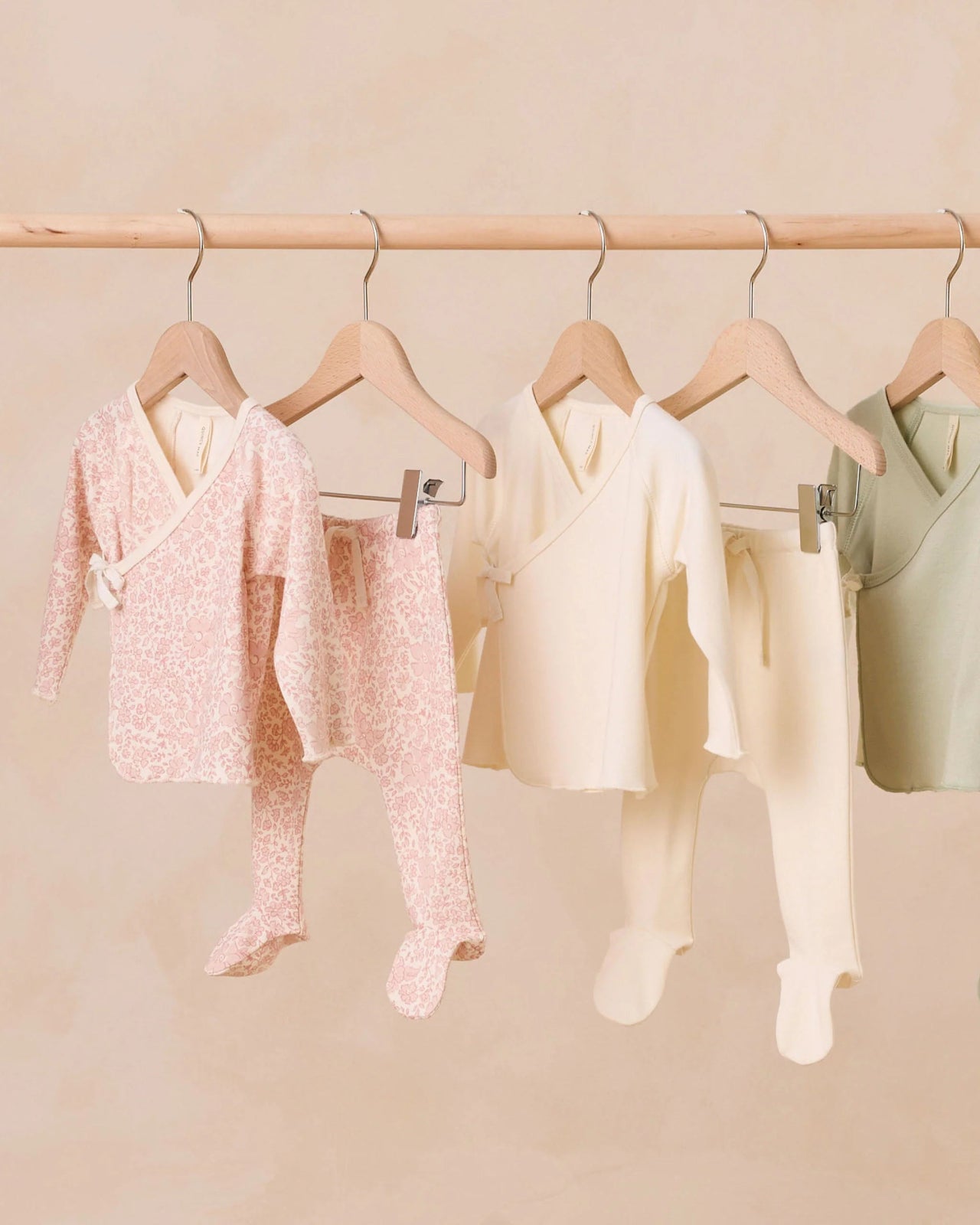 Quincy Mae Baby Wrap Top + Footed Pants Set | PINK BLOSSOM | HONEYPIEKIDS 
