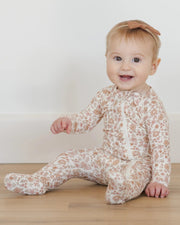 Quincy Mae Bamboo Zip Footie - Bloom | HONEYPIEKIDS 