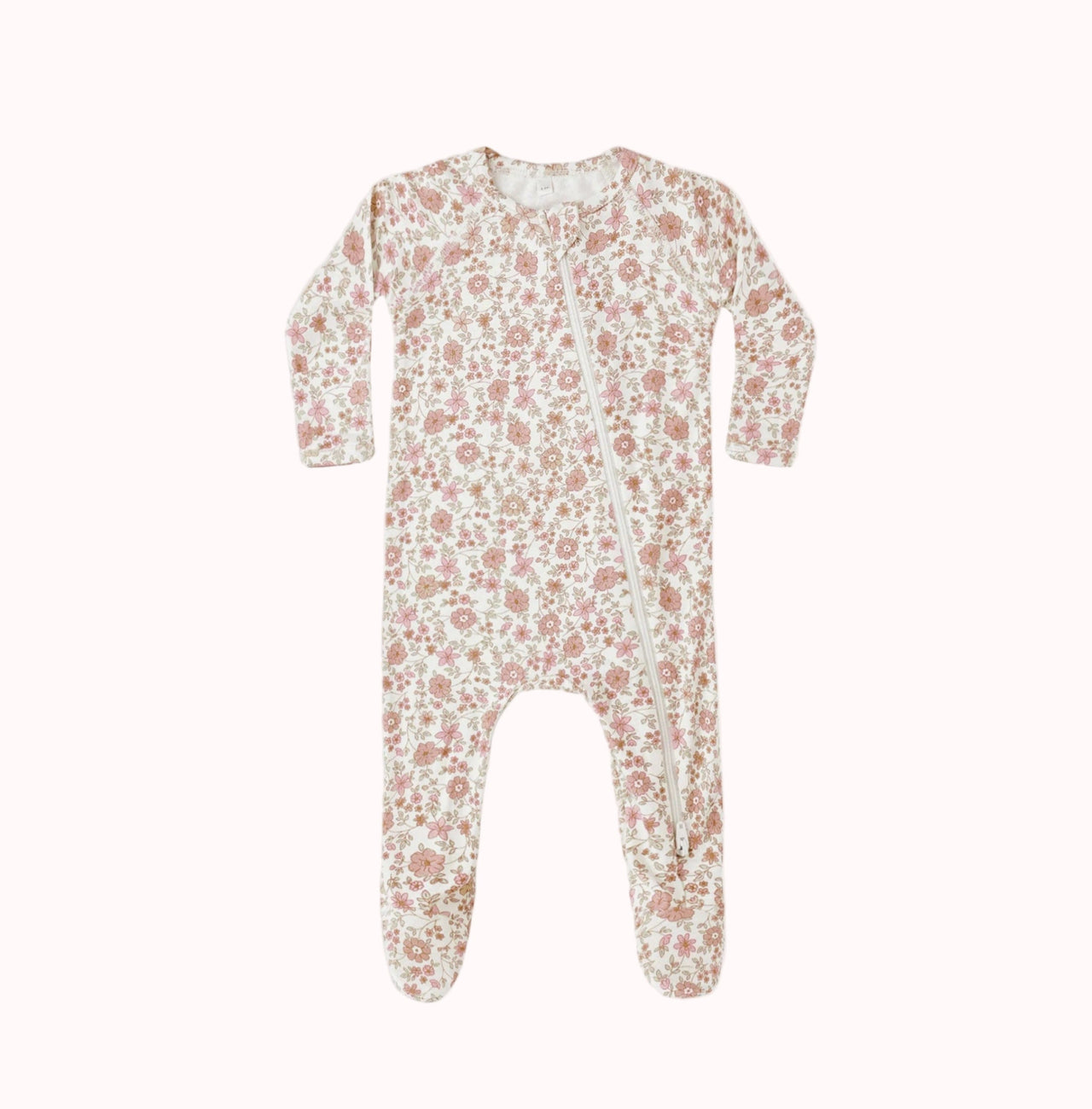Quincy Mae Bamboo Zip Footie - Bloom | HONEYPIEKIDS 