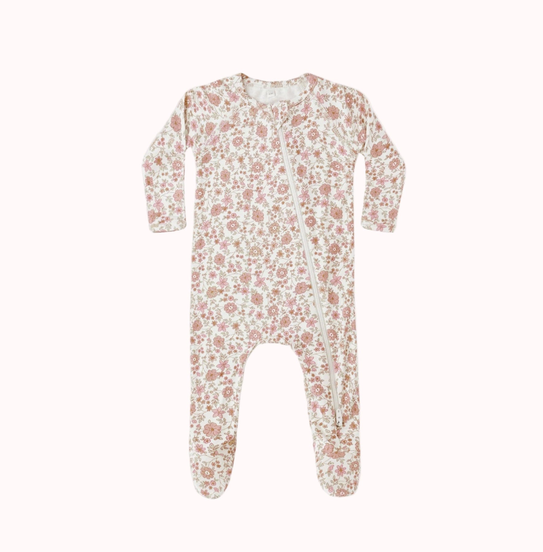 Quincy Mae Bamboo Zip Footie - Bloom | HONEYPIEKIDS 