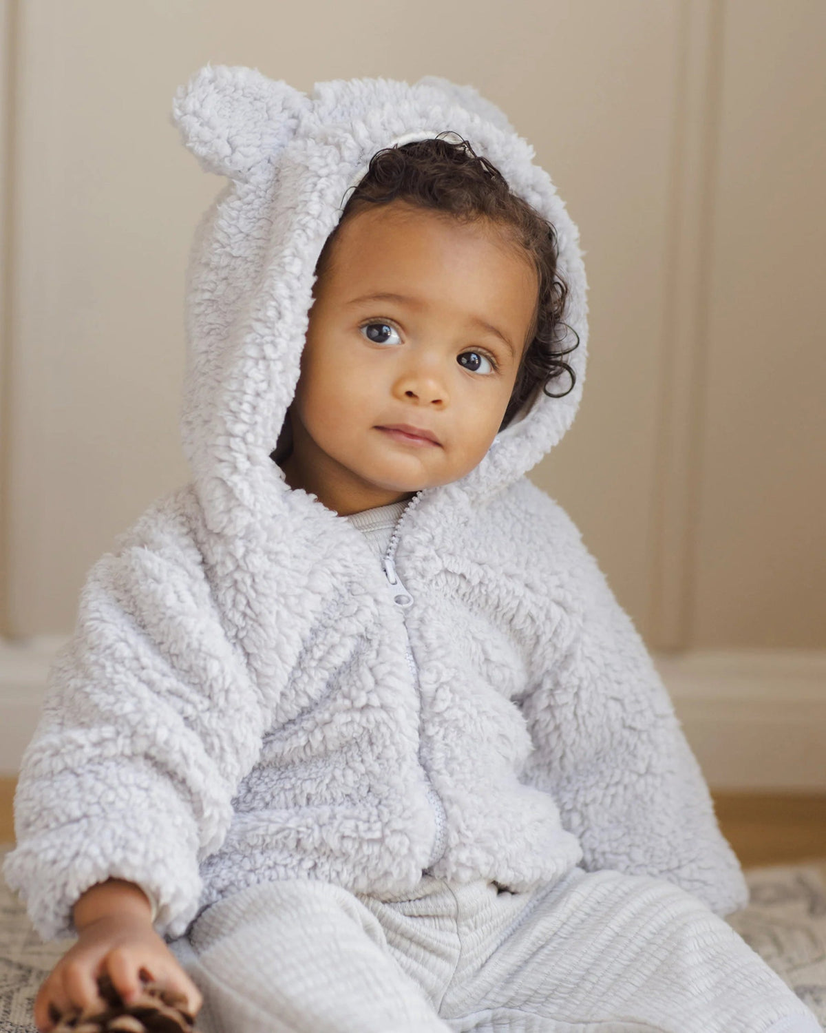Quincy Mae Bear Jacket in Frost | HONEYPIEKIDS