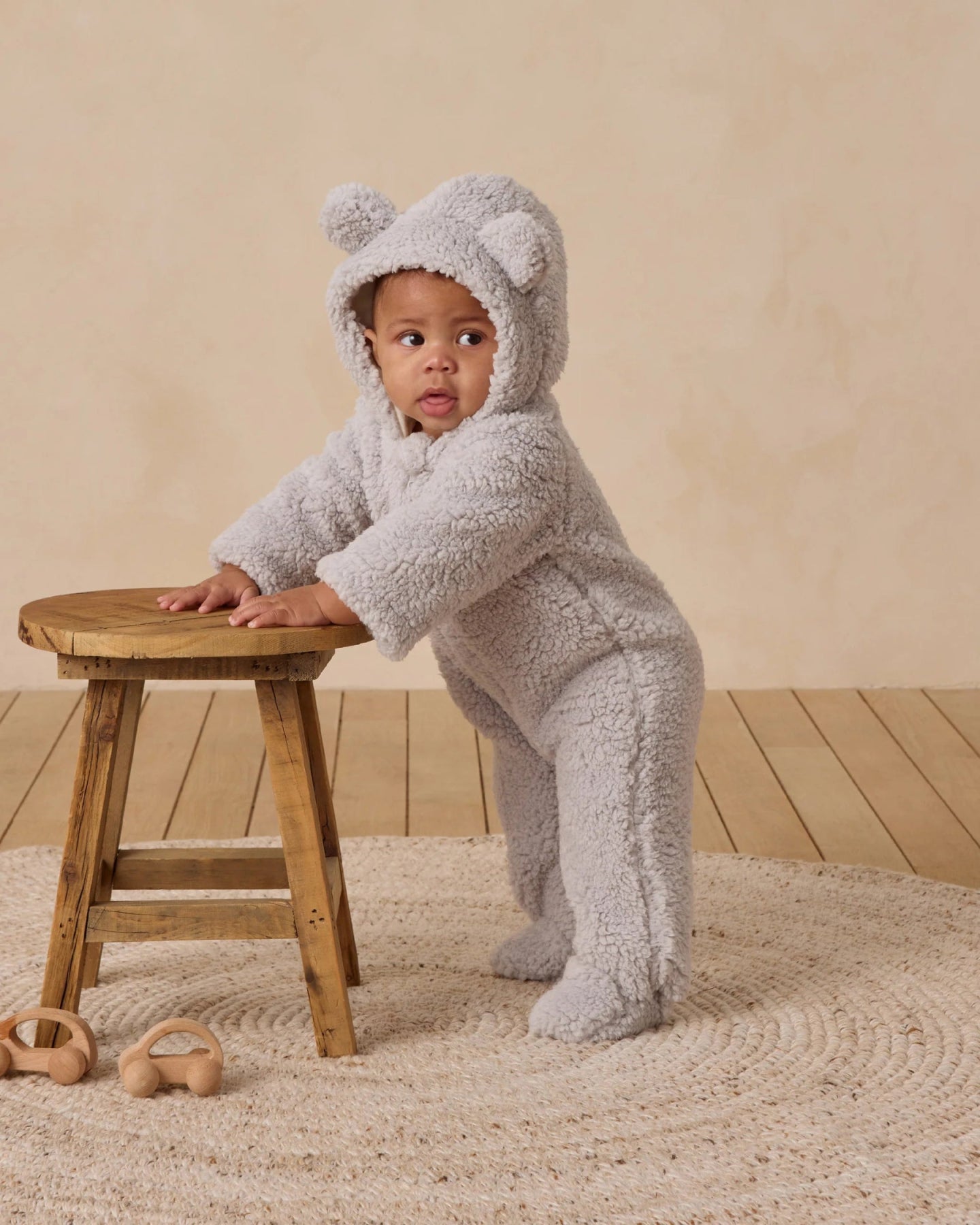 Quincy Mae Bear Jumpsuit - Frost | HONEYPIEKIDS.COM - Winter One Piece Rompers For Babies