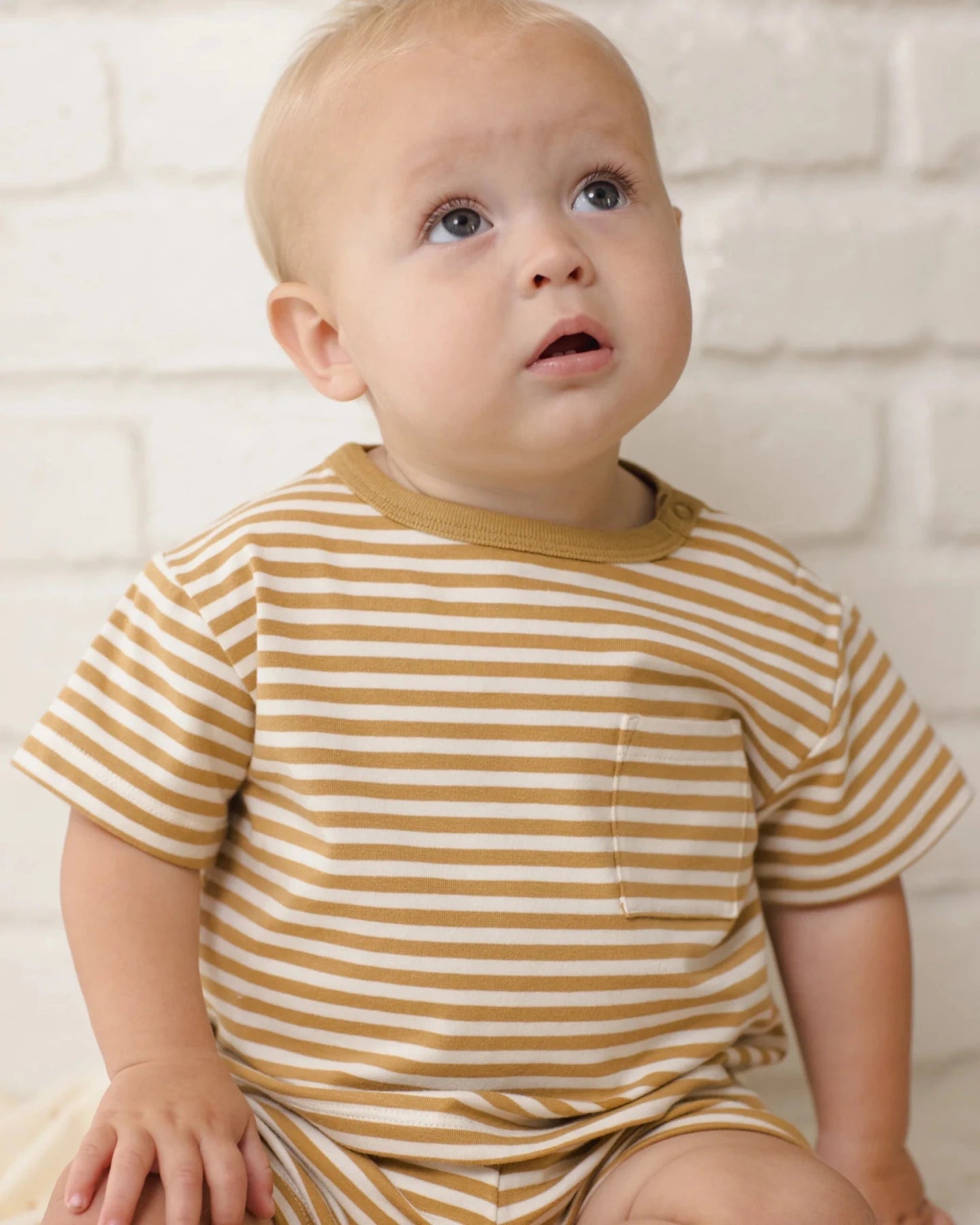 Quincy Mae Boxy Pocket Tee + Short Set - Honey Stripe | HONEYPIEKIDS 