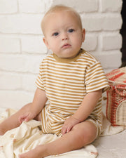 Quincy Mae Boxy Pocket Tee + Short Set - Honey Stripe | HONEYPIEKIDS 