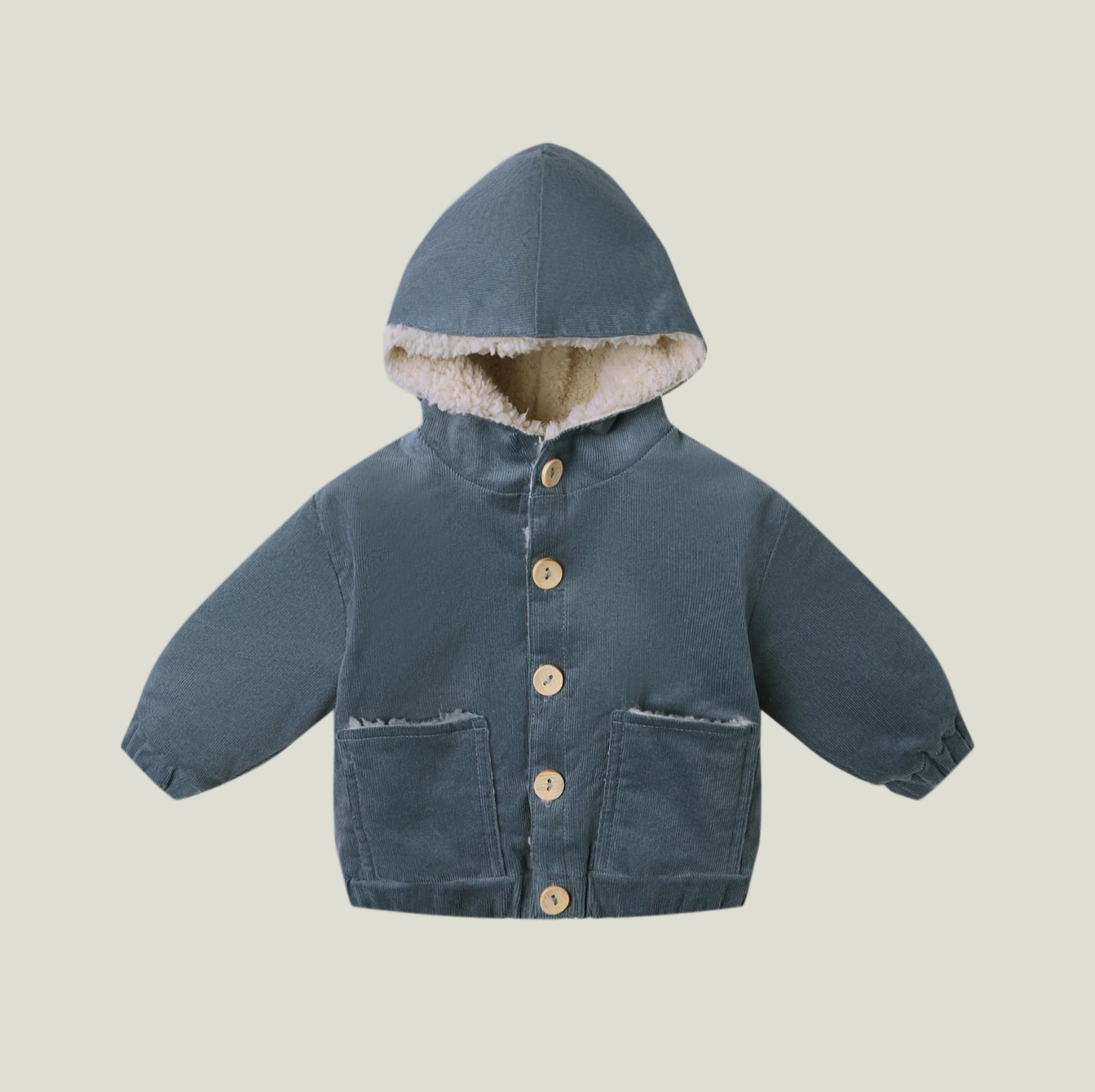 Quincy Mae Corduroy Hooded Jacket | Ocean | HONEYPIEKIDS