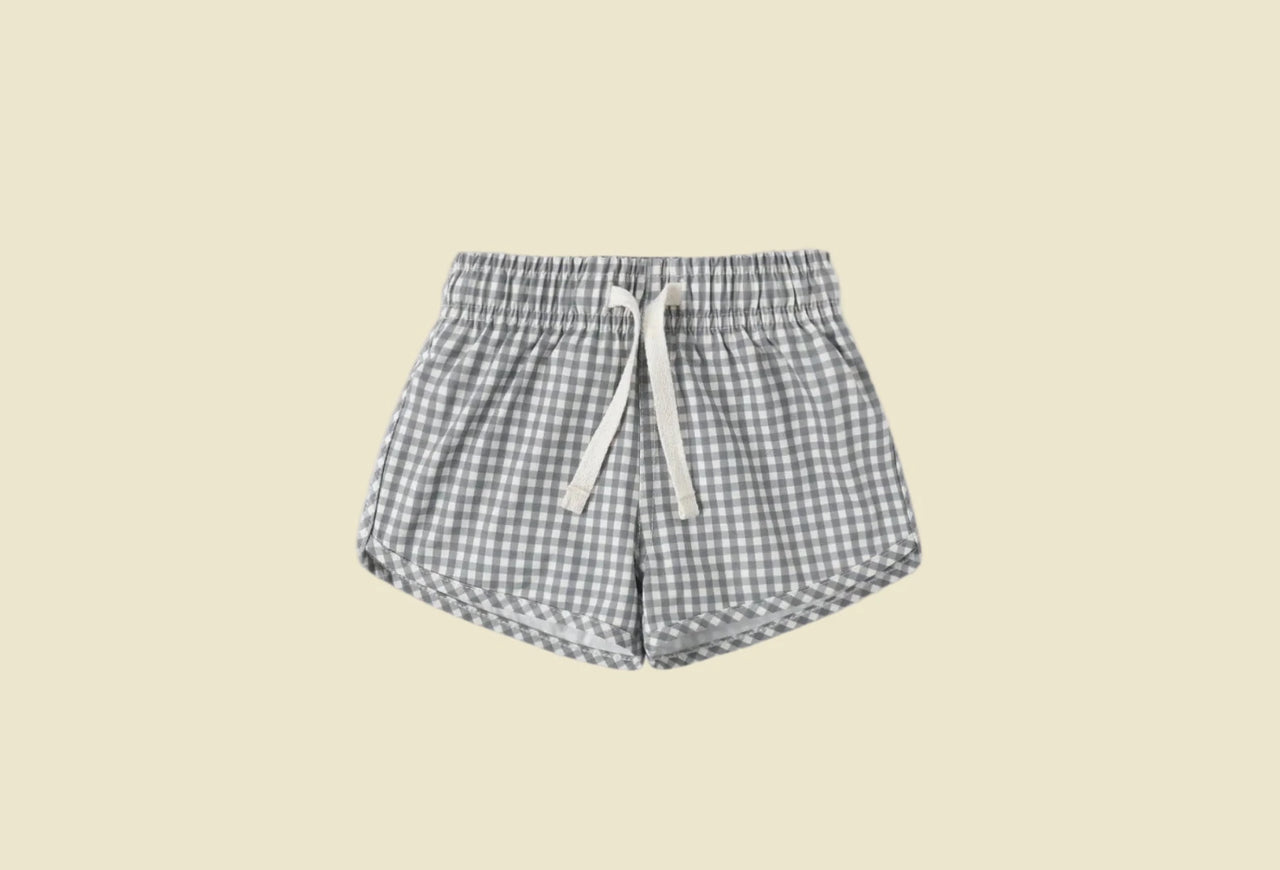 Quincy Mae Boys Swim Shorts - Ocean Gingham | HONEYPIEKIDS