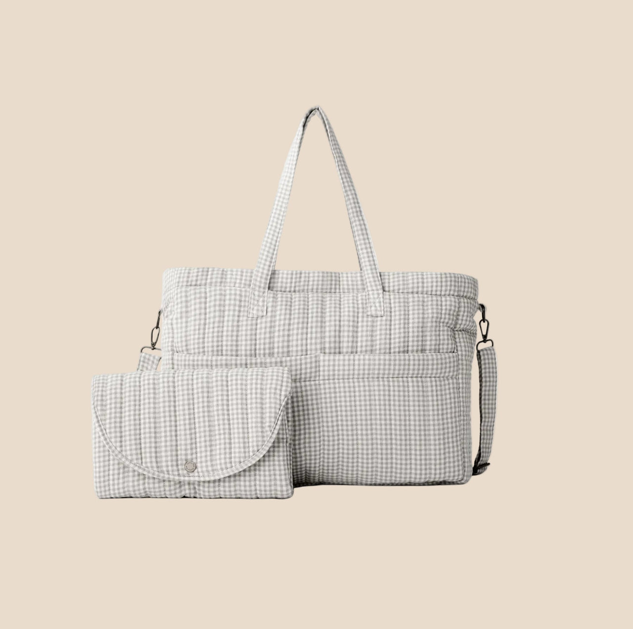 Quincy Mae Diaper Bag + Changing Mat - Sage Gingham | HONEYPIEKIDS