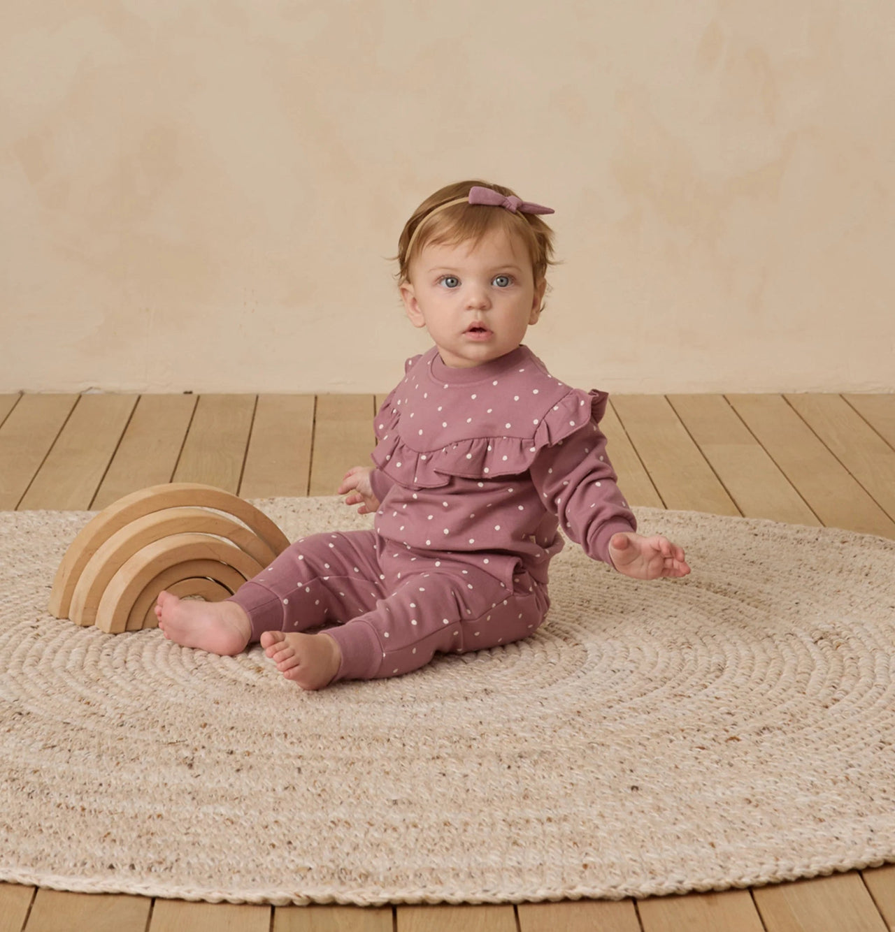 Quincy Mae Girls Relaxed Fleece Sweatshirt and Sweatpants | Polka Dot | HONEYPIEKIDS 