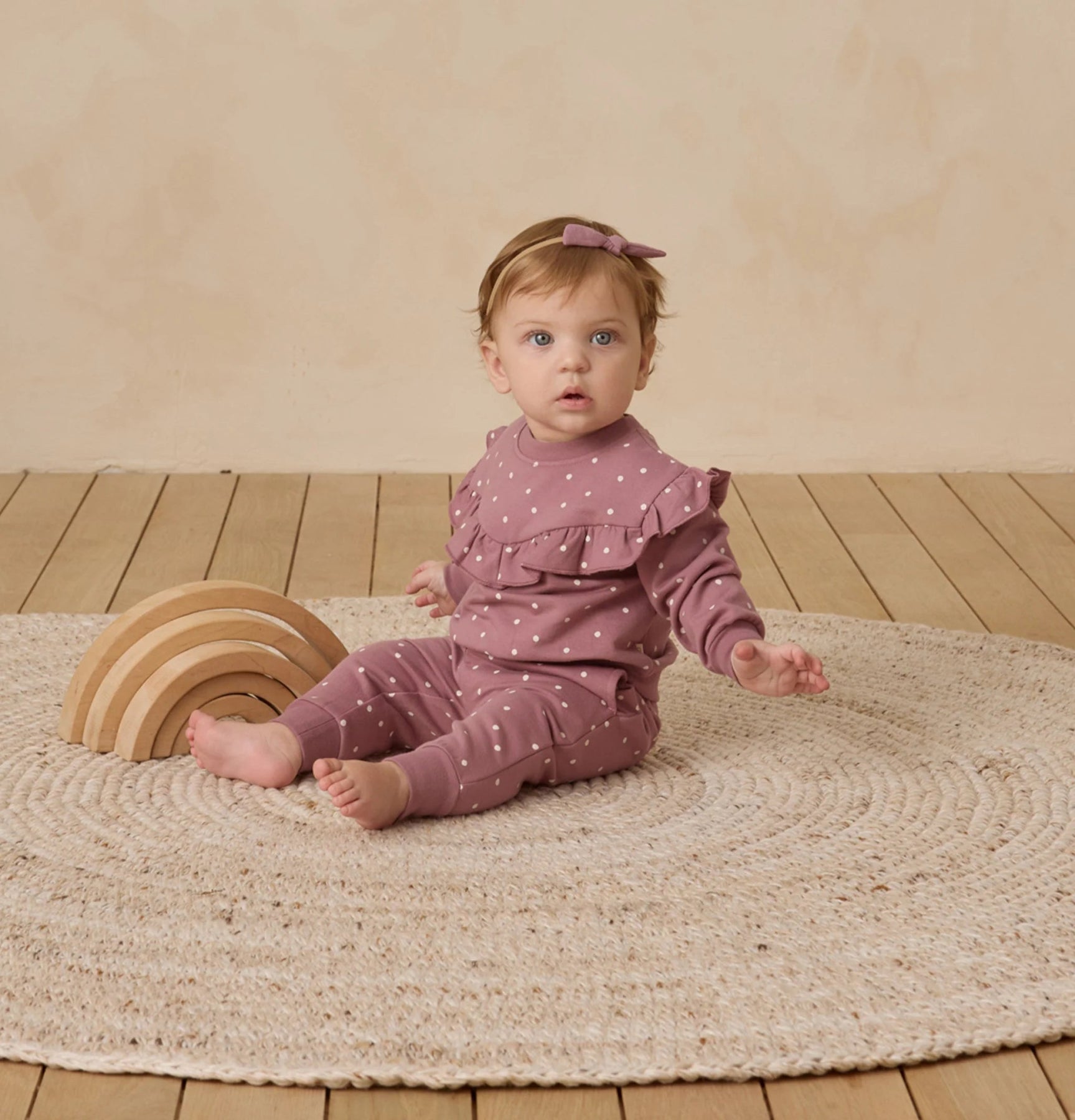 Quincy Mae Girls Relaxed Fleece Sweatshirt and Sweatpants | Polka Dot | HONEYPIEKIDS 