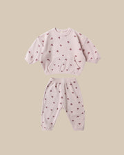 Quincy Mae Waffle Slouch Set | Hearts | HONEYPIEKIDS